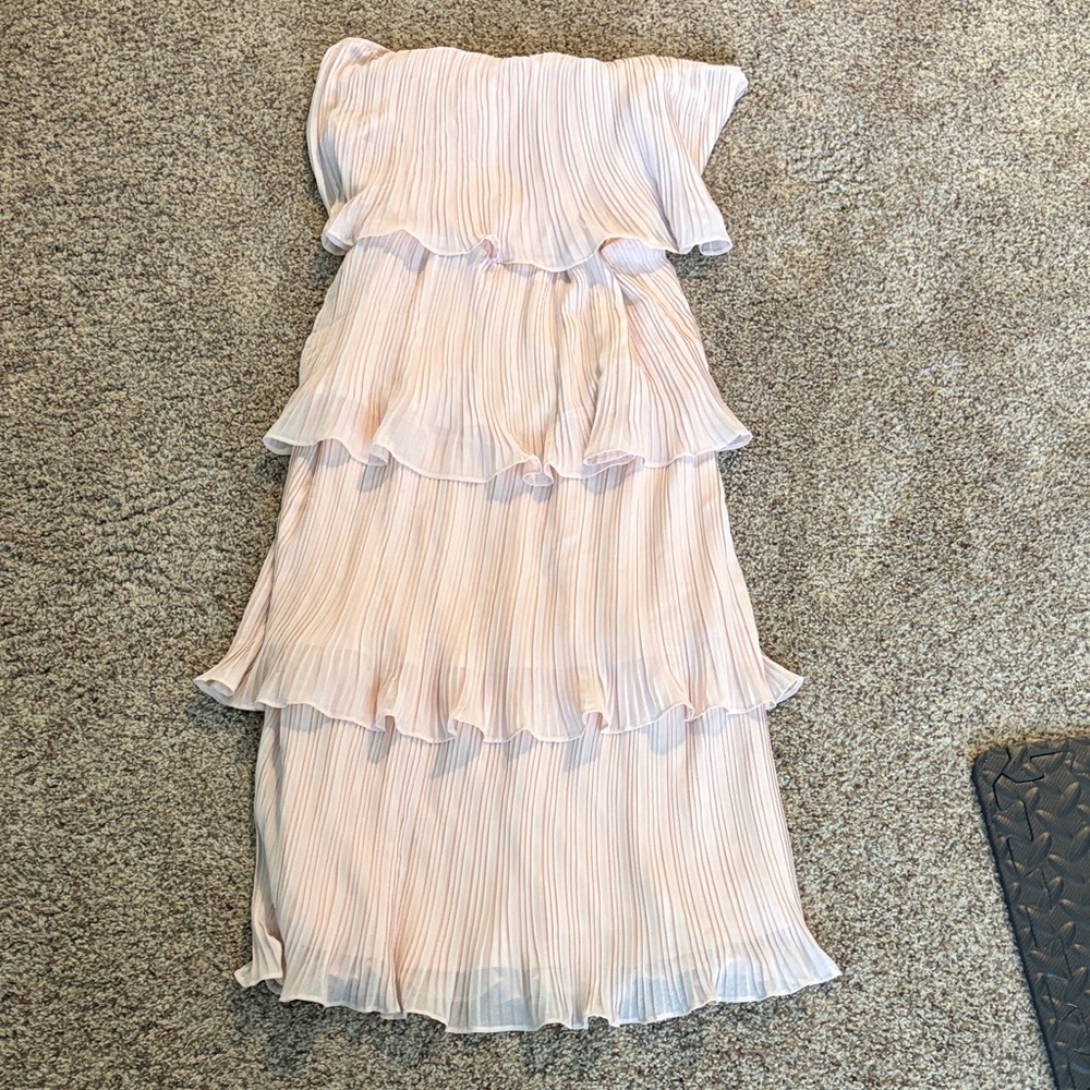 Lulu's Blush Layered Strapless Dress